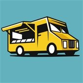 Graphic image of a yellow food truck.