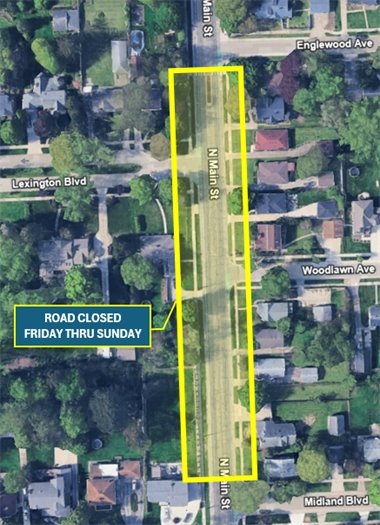 N. Main Street closure area