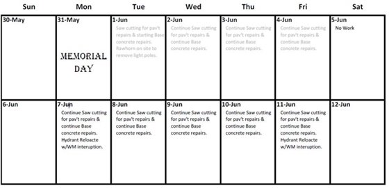 Schedule Outlook - Early June for Crooks Road