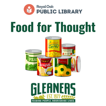 Food for Thought Gleaners campaign graphic encouraging donation of canned goods.